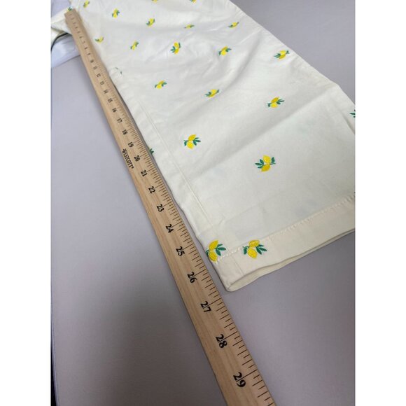 NWOT Talbots Womens Relaxed Chino Pants Lemon Embroidered Size 8 Petite Novelty - Picture 9 of 16